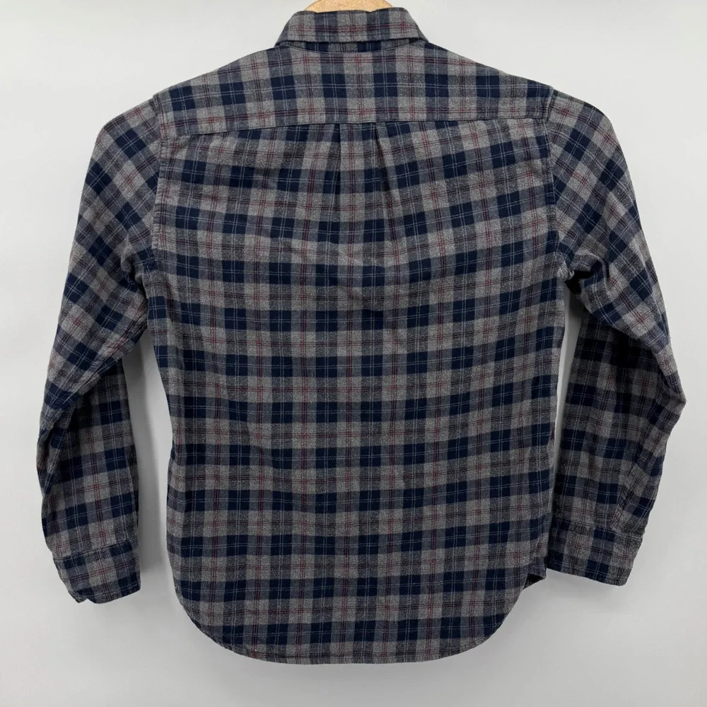 J Crew Classic Flannel Plaid Button Down Shirt‎ Mens Medium Blue Gray Red